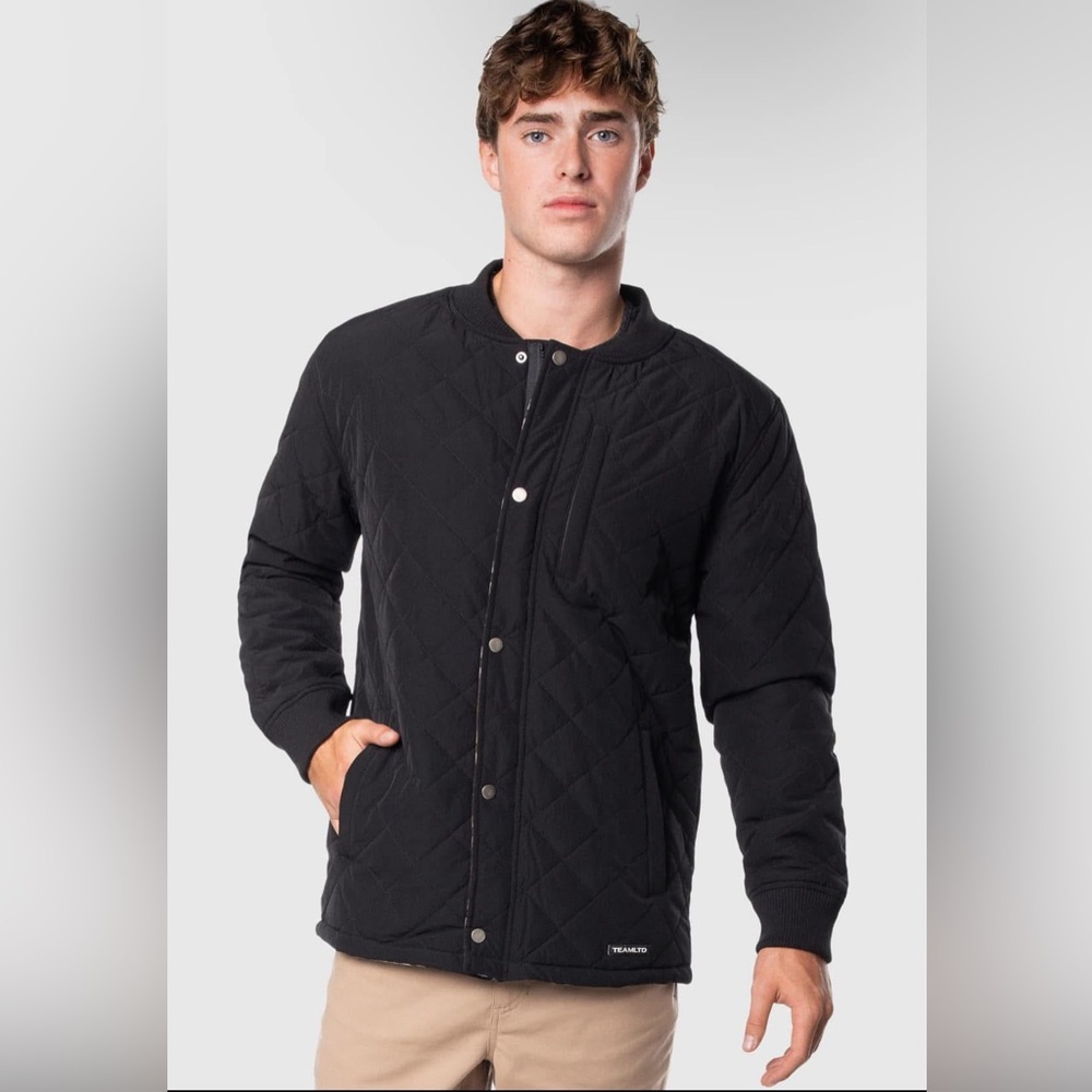 Black Quilted Bomber Jacket